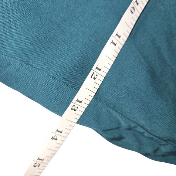 Catherine Malandrino Womens Teal Blue Smocked Peasant Blouse XL Poet‎ Sleeve Top - Picture 12 of 13